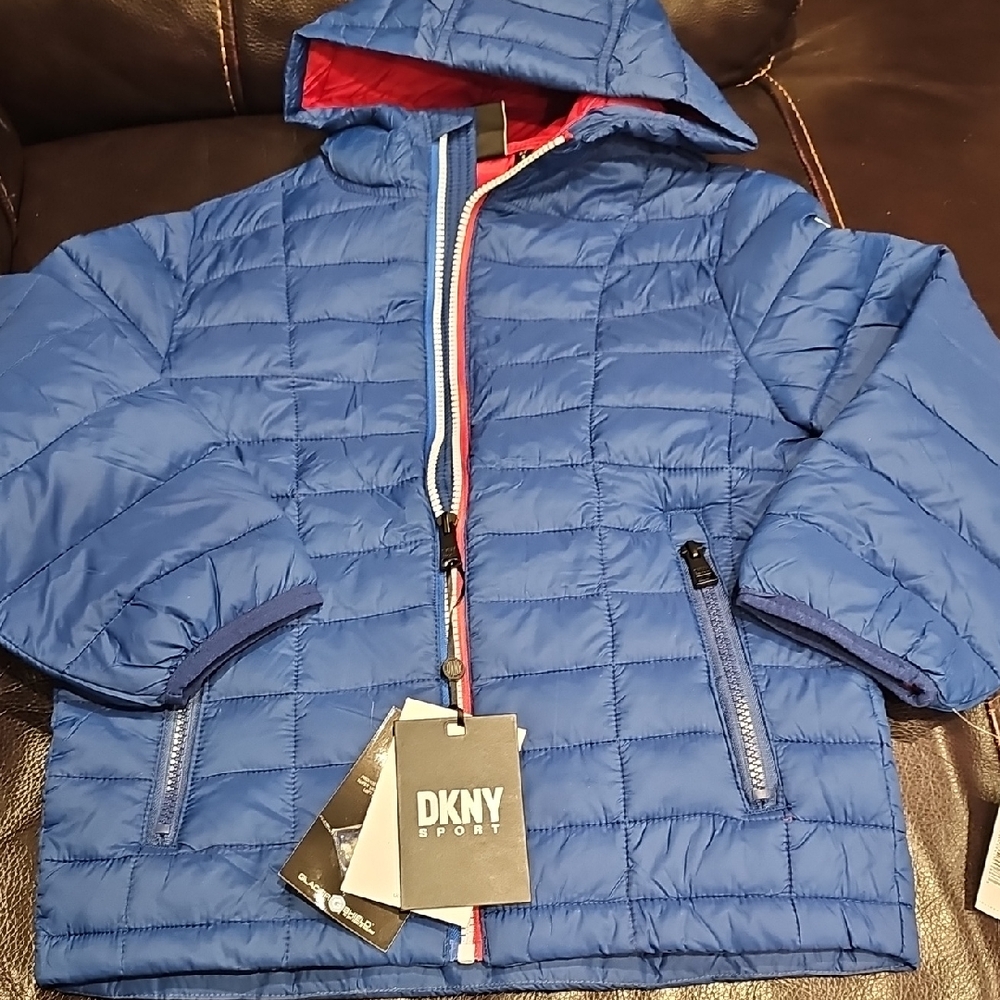 DKNY Sport Kids Quilted Blue Puffer Coat
